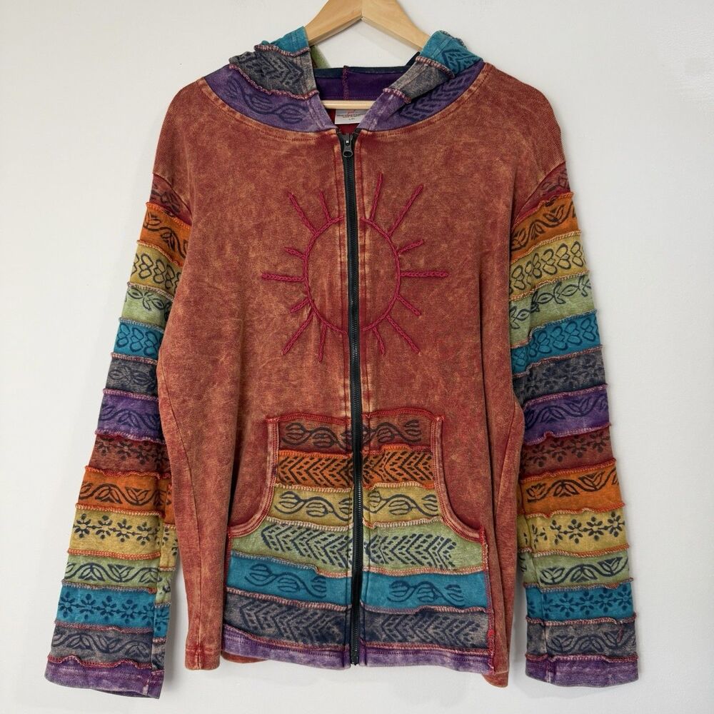 The Greater Good Sunshine Daydream Rainbow Full Zip Hoodie Women’s L - Picture 2 of 15